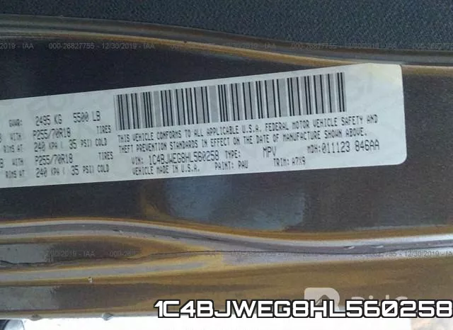 1C4BJWEG8HL560258 фото 8