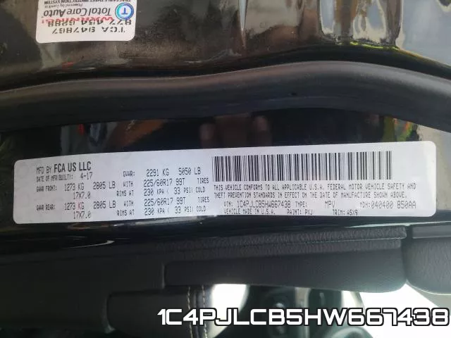 1C4PJLCB5HW667438 фото 2
