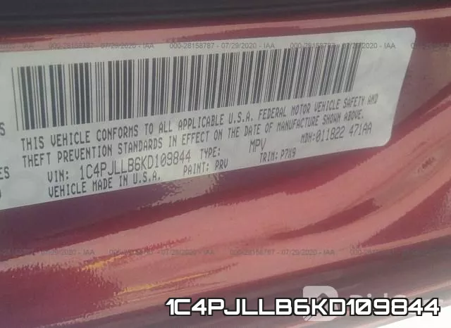 1C4PJLLB6KD109844 фото 10