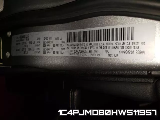 1C4PJMDB0HW511957 фото 2