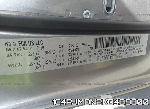 1C4PJMDN2KD489800 фото 10