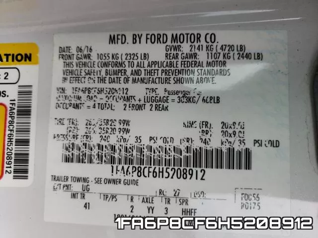 1FA6P8CF6H5208912 фото 2
