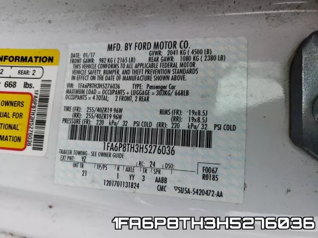 1FA6P8TH3H5276036 фото 2