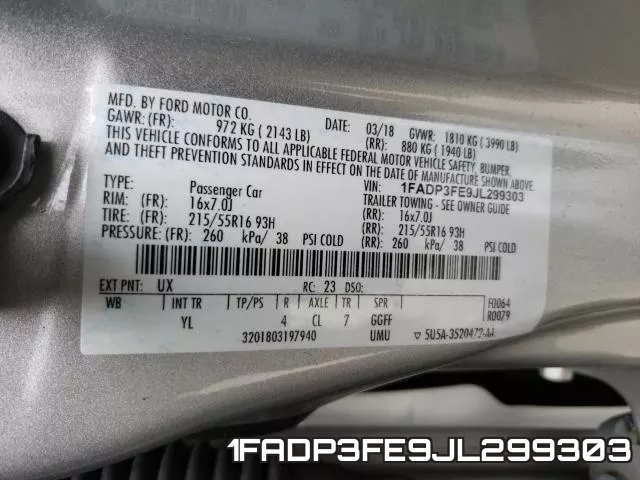 1FADP3FE9JL299303 фото 2