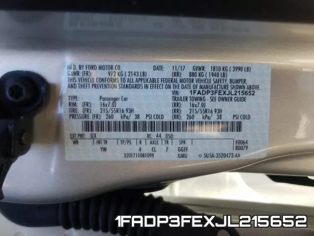 1FADP3FEXJL215652 фото 2