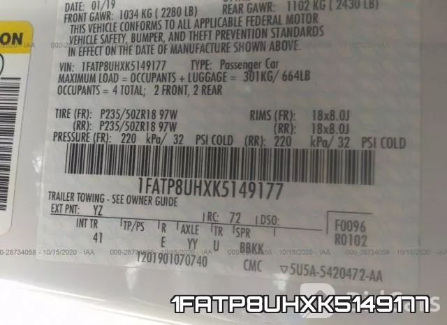 1FATP8UHXK5149177 фото 10