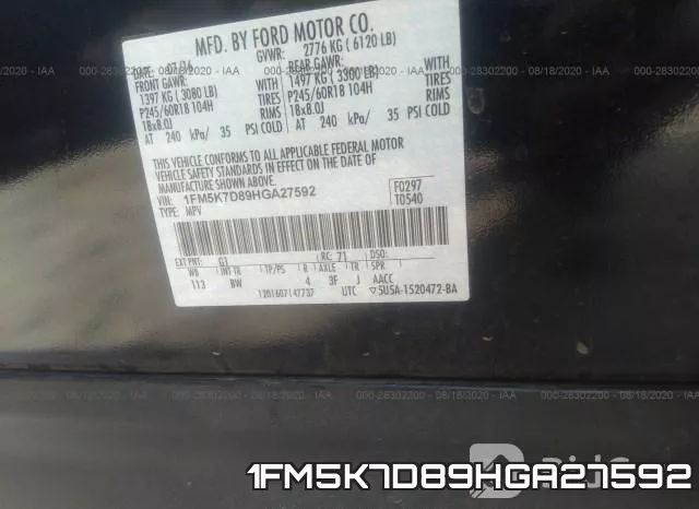 1FM5K7D89HGA27592 фото 10