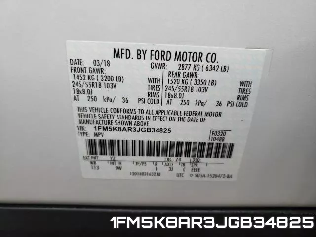 1FM5K8AR3JGB34825 фото 2