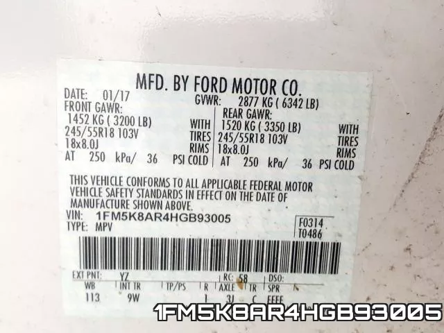 1FM5K8AR4HGB93005 фото 2