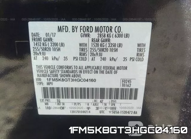 1FM5K8GT3HGC04160 фото 10