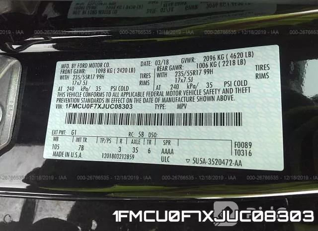 1FMCU0F7XJUC08303 фото 10