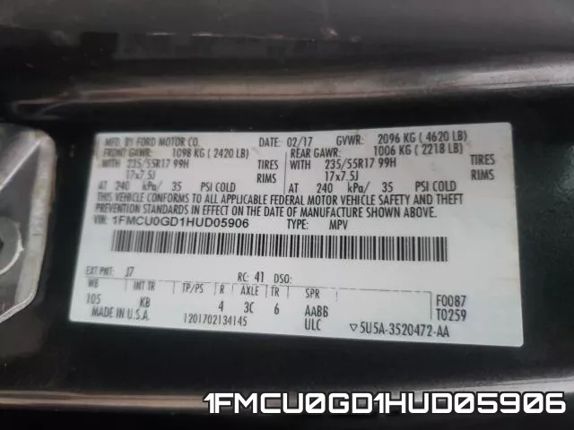 1FMCU0GD1HUD05906 фото 2