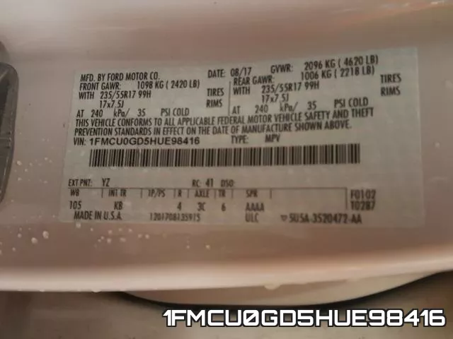 1FMCU0GD5HUE98416 фото 2