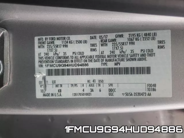 1FMCU9G94HUD94886 фото 2