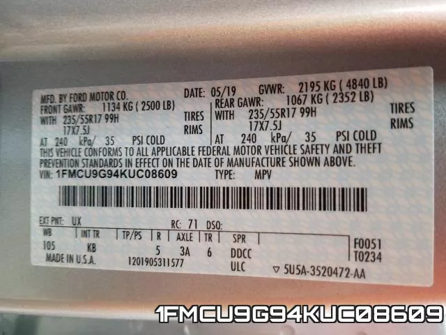 1FMCU9G94KUC08609 фото 2
