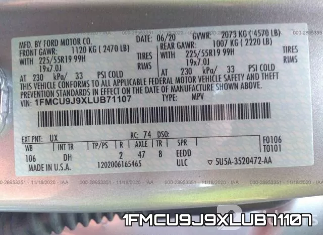 1FMCU9J9XLUB71107 фото 10