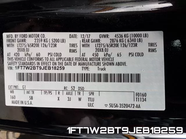1FT7W2BT9JEB18259 фото 2