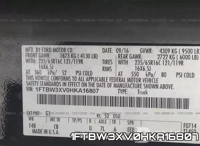 1FTBW3XV0HKA16807 фото 10