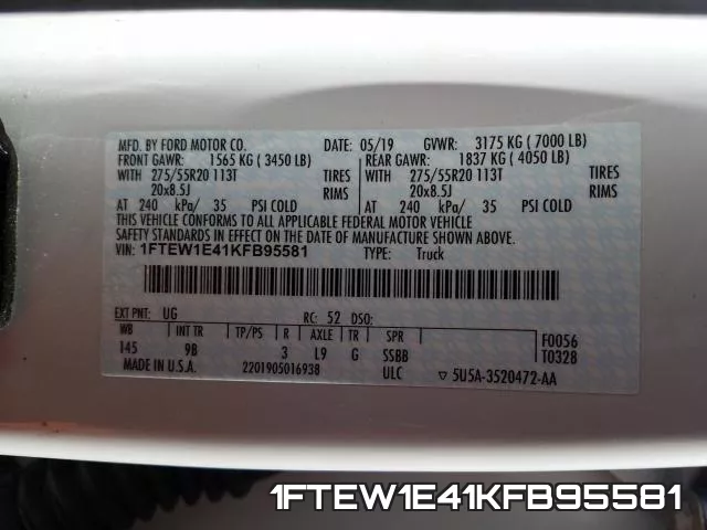 1FTEW1E41KFB95581 фото 2