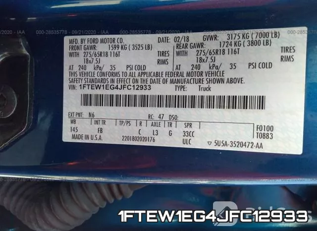 1FTEW1EG4JFC12933 фото 10