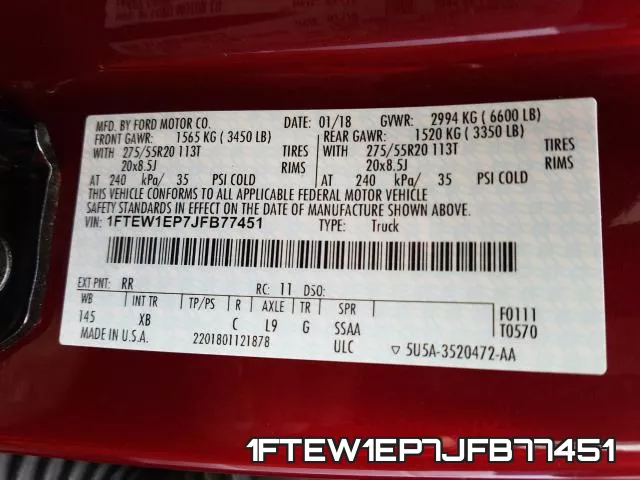 1FTEW1EP7JFB77451 фото 2