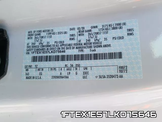 1FTEX1E57LKD75646 фото 2