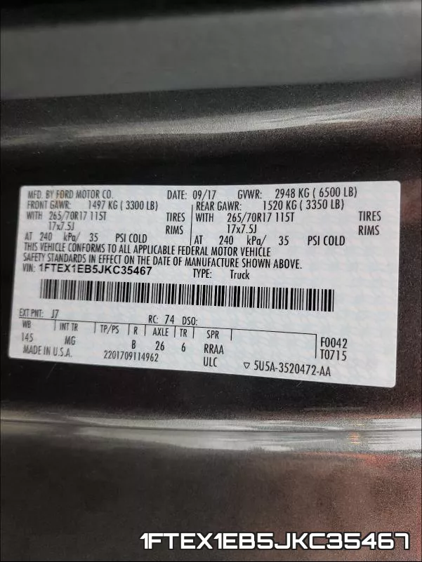 1FTEX1EB5JKC35467 фото 2