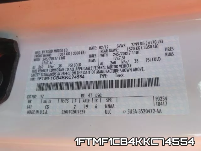 1FTMF1CB4KKC74554 фото 2