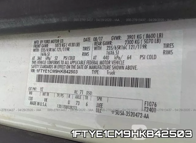 1FTYE1CM9HKB42503 фото 10