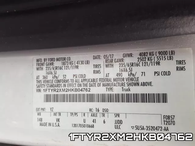 1FTYR2XM2HKB04762 фото 2