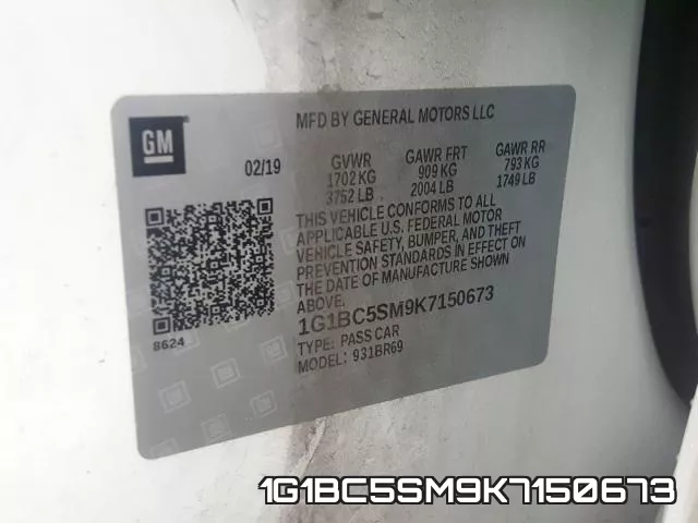 1G1BC5SM9K7150673 фото 2