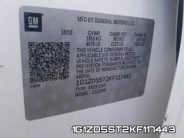 1G1ZD5ST2KF117443 фото 2