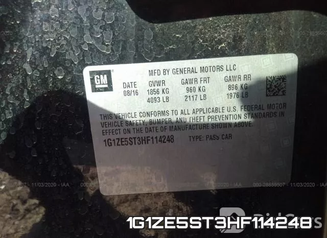 1G1ZE5ST3HF114248 фото 10