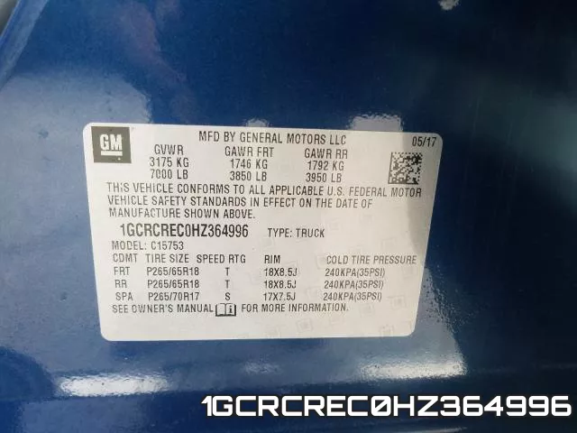 1GCRCREC0HZ364996 фото 2