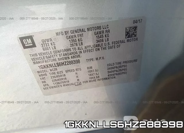 1GKKNLLS6HZ288398 фото 10