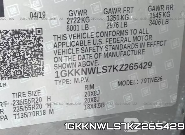 1GKKNWLS7KZ265429 фото 10