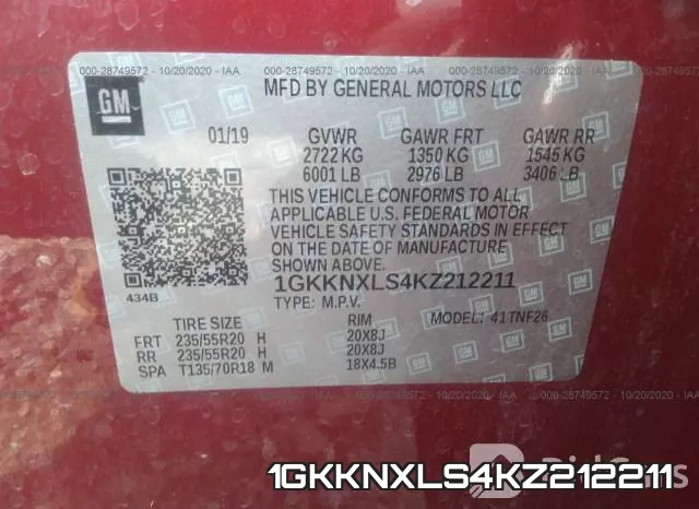 1GKKNXLS4KZ212211 фото 10