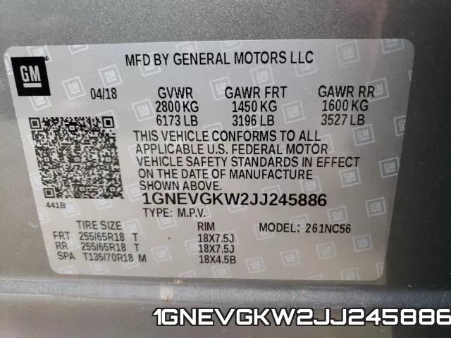1GNEVGKW2JJ245886 фото 2