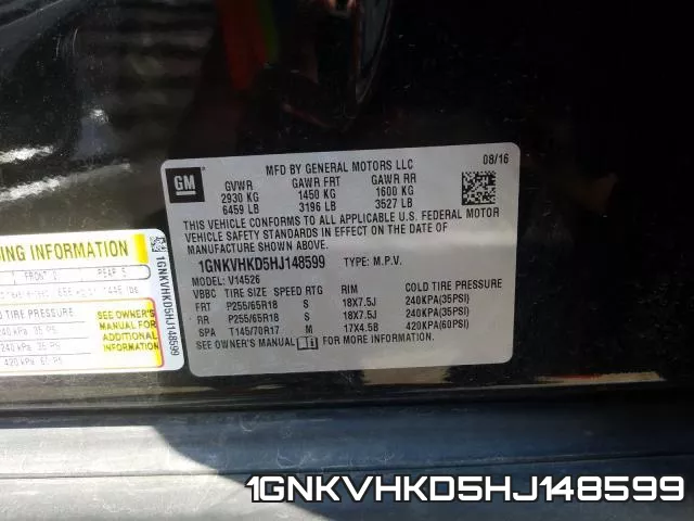 1GNKVHKD5HJ148599 фото 2