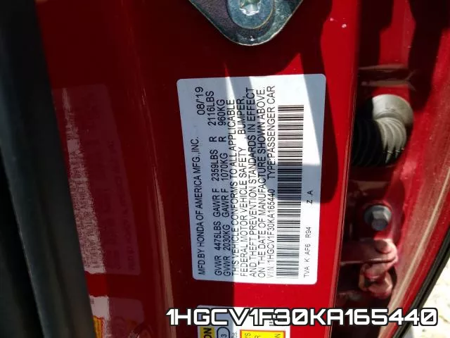 1HGCV1F30KA165440 фото 2