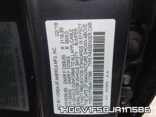 1HGCV1F58JA117586 фото 2
