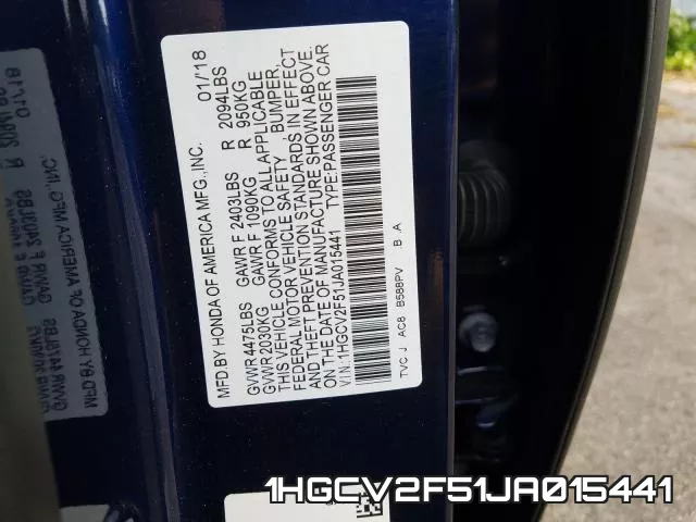1HGCV2F51JA015441 фото 2