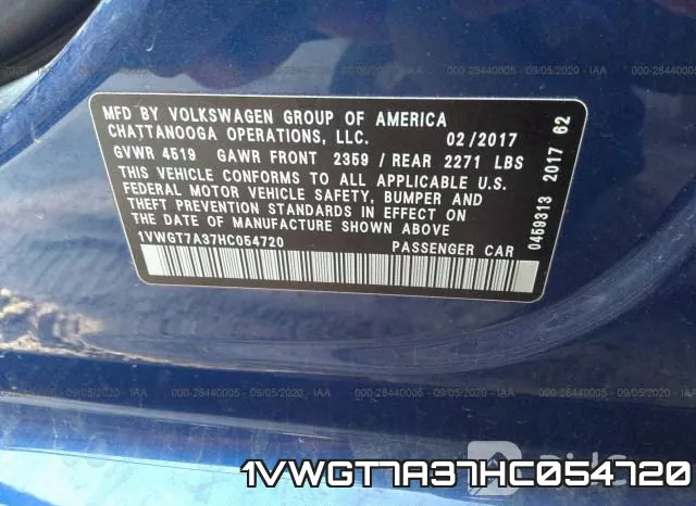 1VWGT7A37HC054720 фото 10