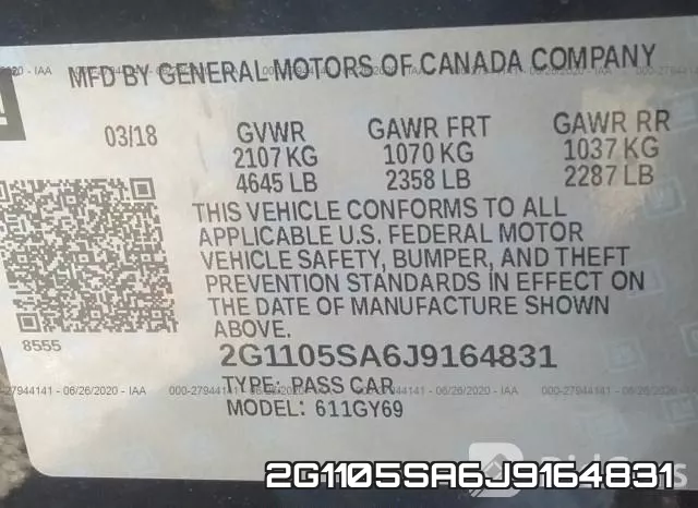 2G1105SA6J9164831 фото 10