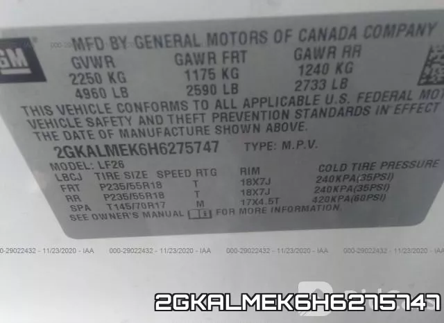 2GKALMEK6H6275747 фото 10