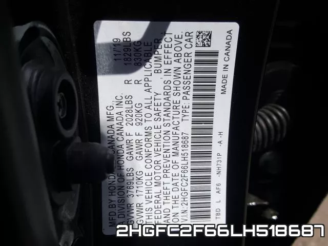 2HGFC2F66LH518687 фото 2