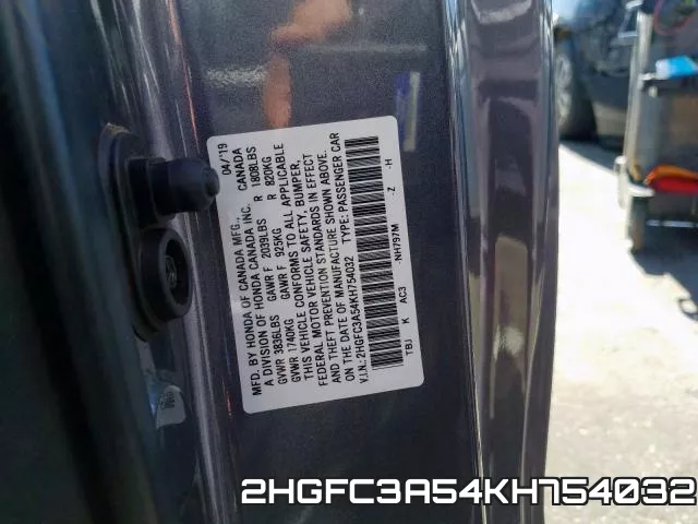 2HGFC3A54KH754032 фото 2