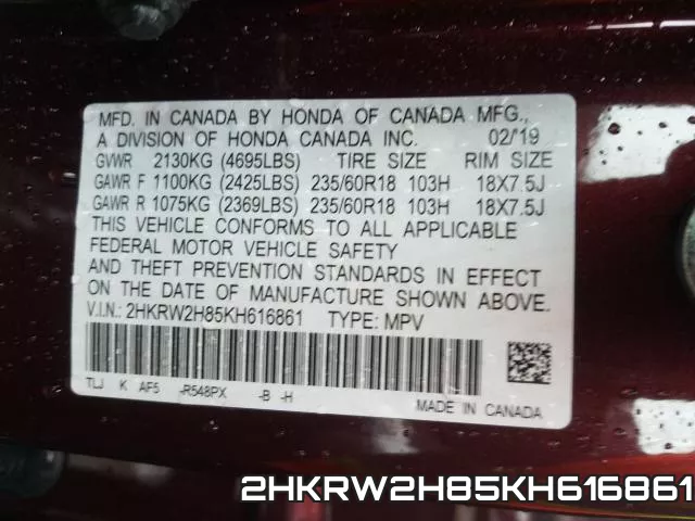 2HKRW2H85KH616861 фото 2