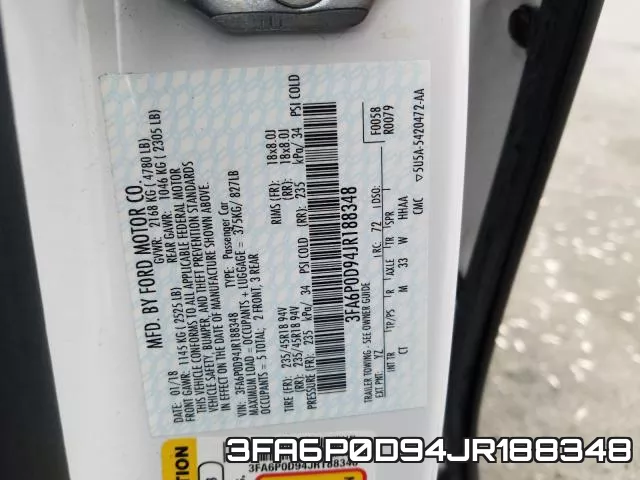 3FA6P0D94JR188348 фото 2