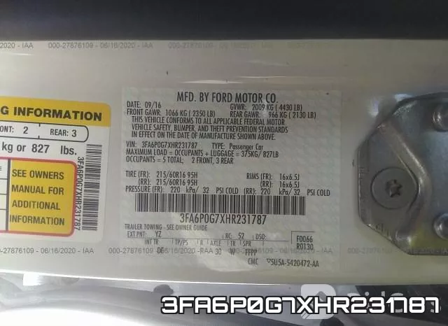 3FA6P0G7XHR231787 фото 10